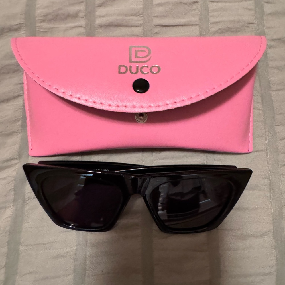 Black Sunglasses with Pink Case